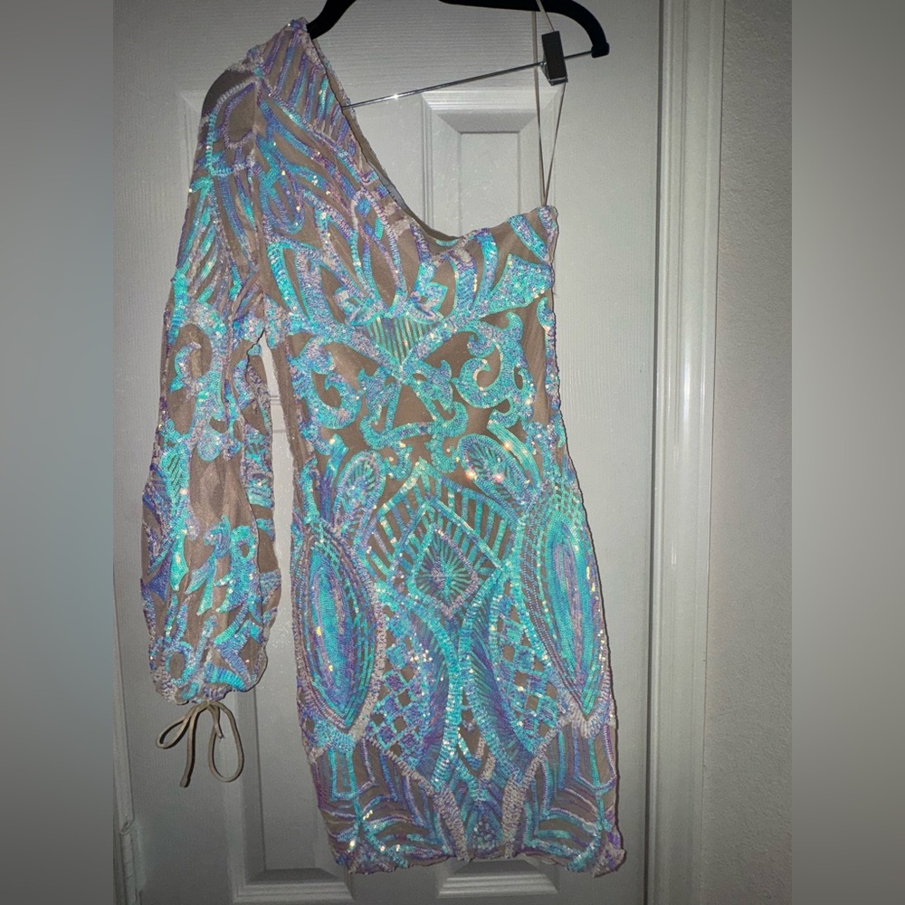 Women’s Elegant Velvi One-Shoulder Sequin Dress